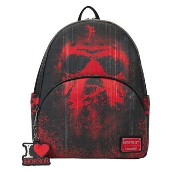 Loungefly Warner Brothers Friday the 13th I Heart Horror Mini Backpack - Picture 1 of 4